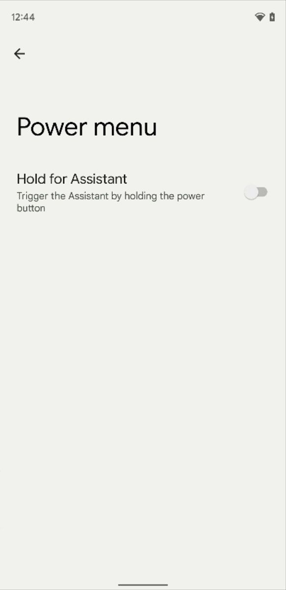 Power menu settings in Android 12 Beta 2