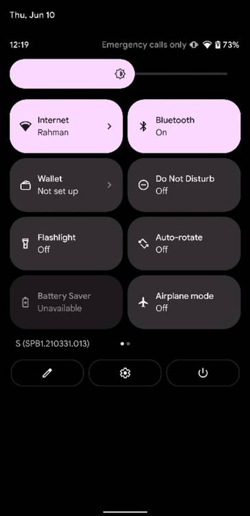 Quick Settings panel in Android 12 Beta 2