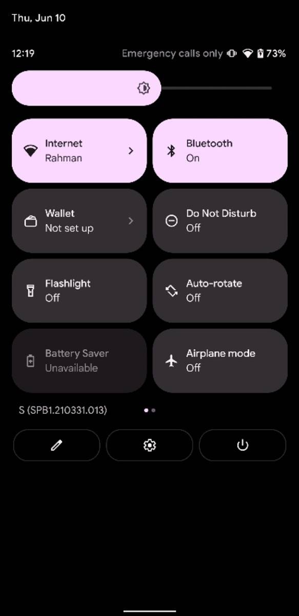 Quick Settings panel in Android 12 Beta 2
