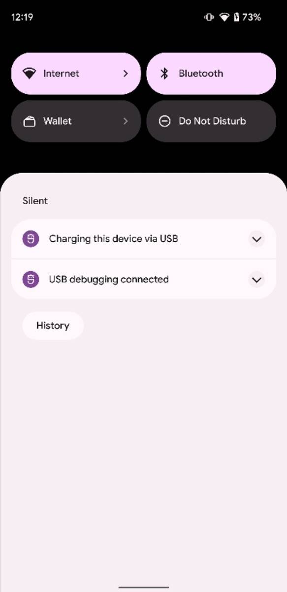 Notification panel in Android 12 Beta 2
