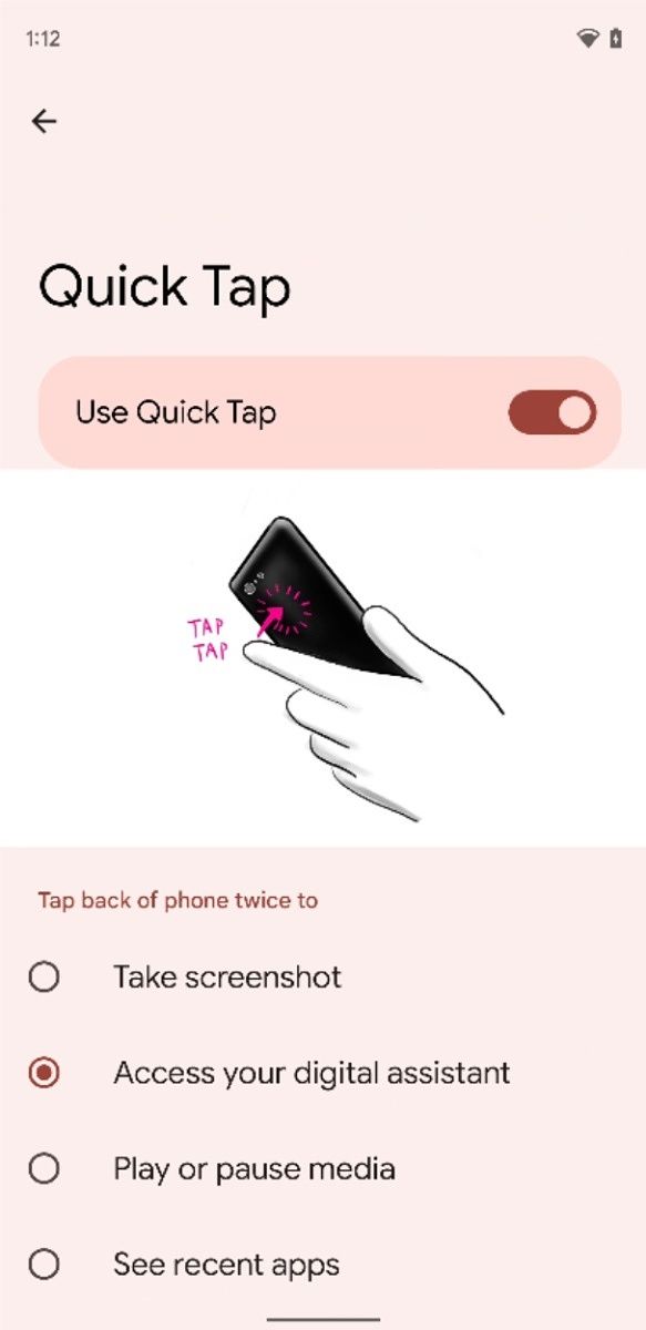 Quick Tap gesture in Android 12