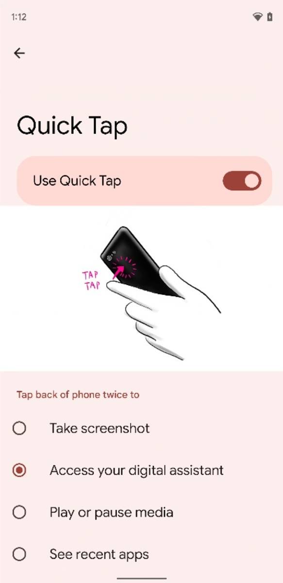 Quick Tap gesture in Android 12