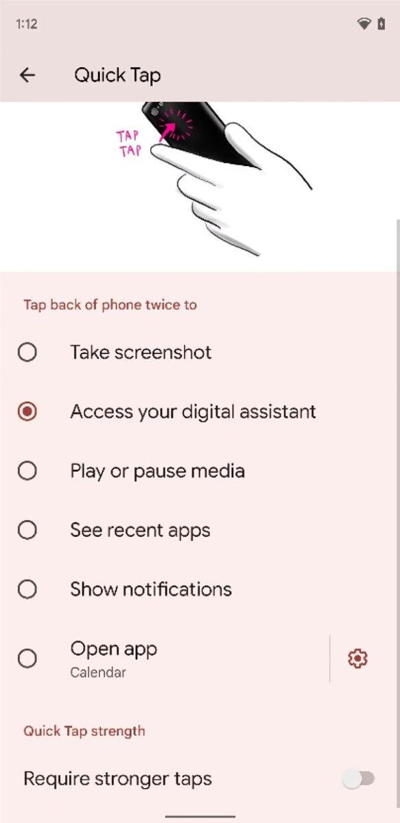 Quick Tap gesture in Android 12