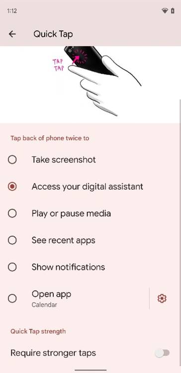 Quick Tap gesture in Android 12