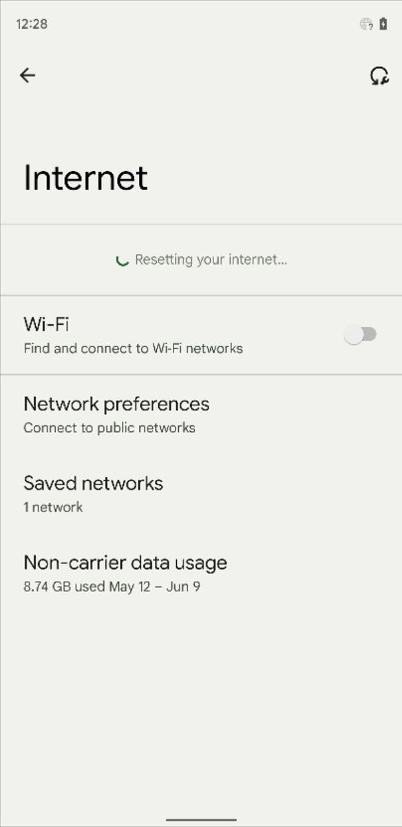 Reset network button in Android 12