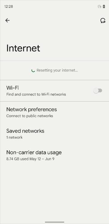 Reset network button in Android 12