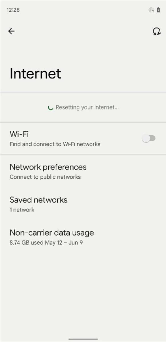 Reset network button in Android 12