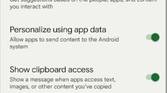 Show clipboard access setting in Android 12