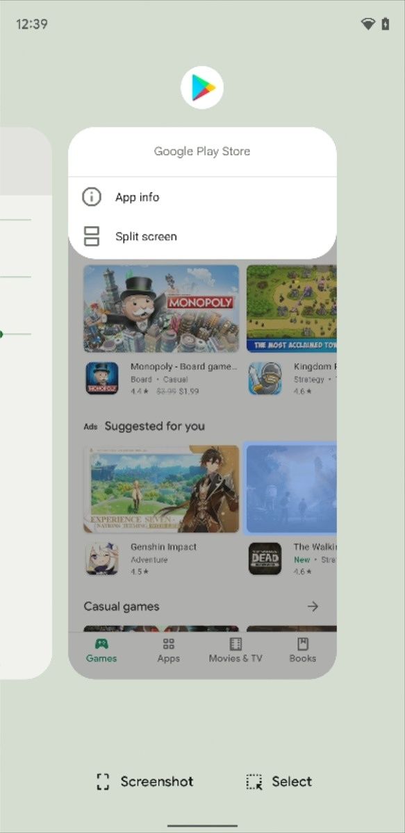 Android 12 Beta 2 left-justified overview text in recent apps