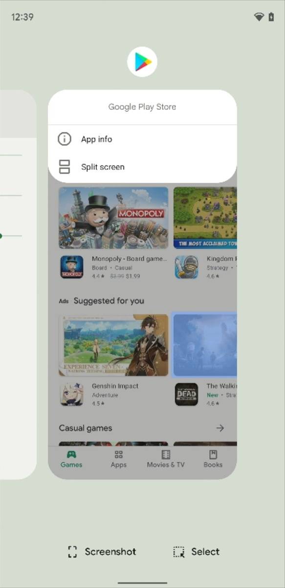 Android 12 Beta 2 left-justified overview text in recent apps
