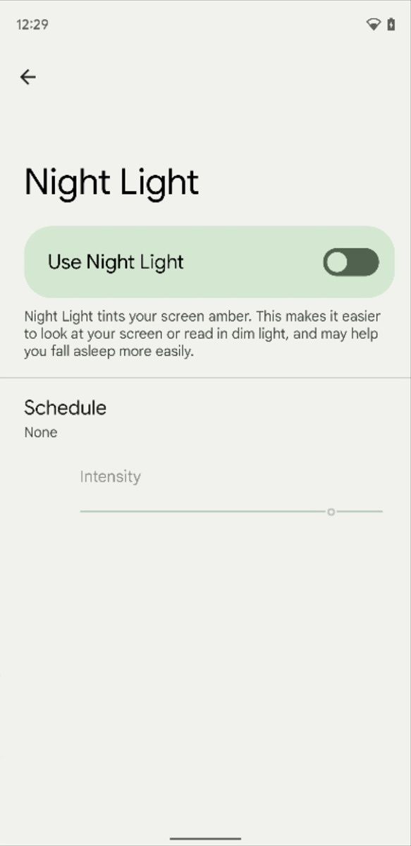 Android 12 Beta 2 Night Light theme setting