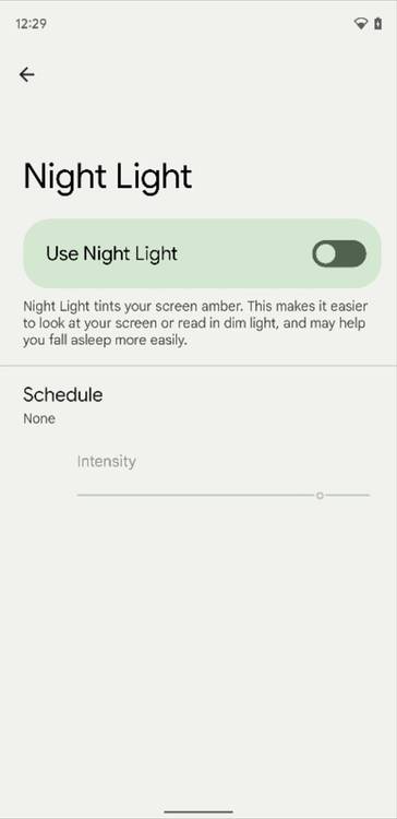Android 12 Beta 2 Night Light theme setting
