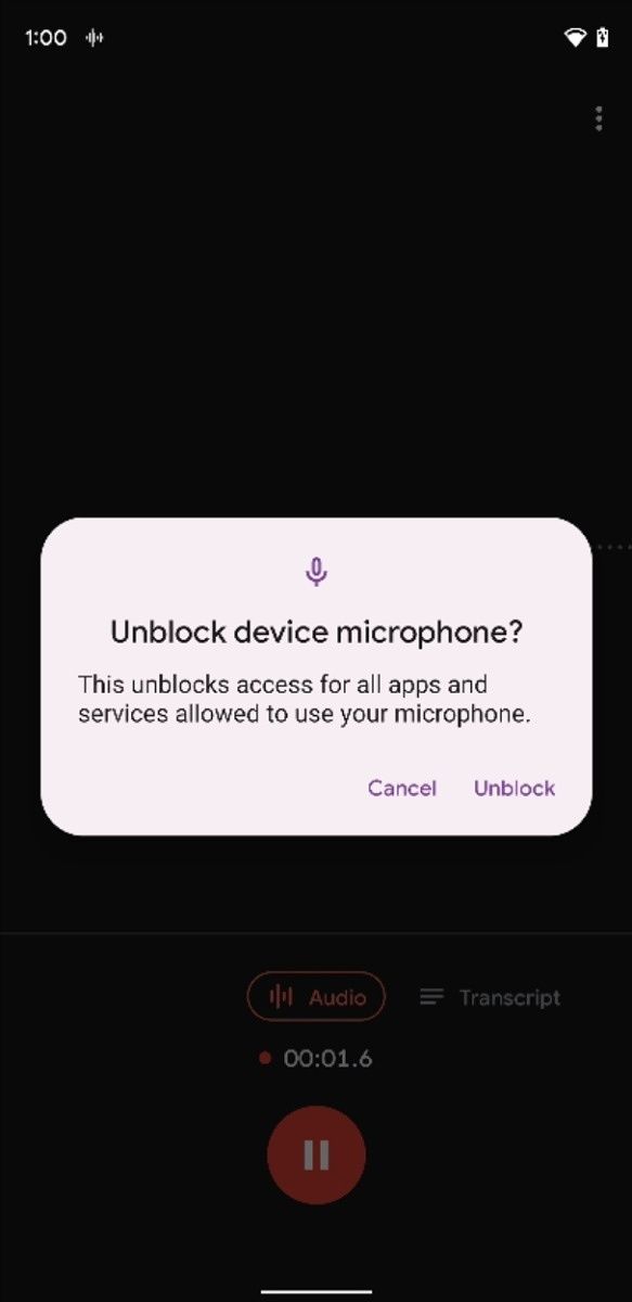 Unblock device microphone access in Android 12