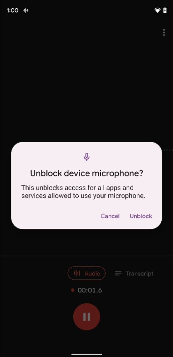 Unblock device microphone access in Android 12