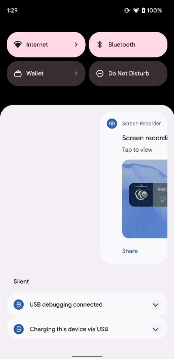 Android 12 Beta 2 notification half-swipe