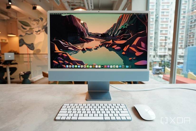 Apple's 2021 iMac in blue with matching accessories