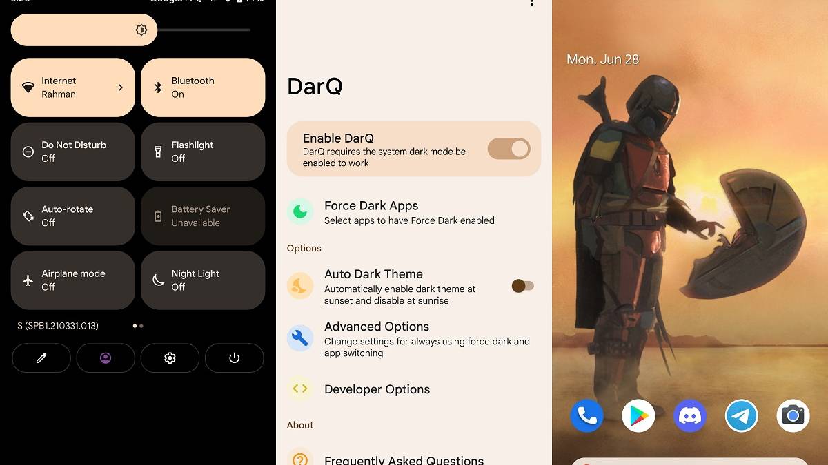 DarQ on Android 12 with Material You dynamic theming support