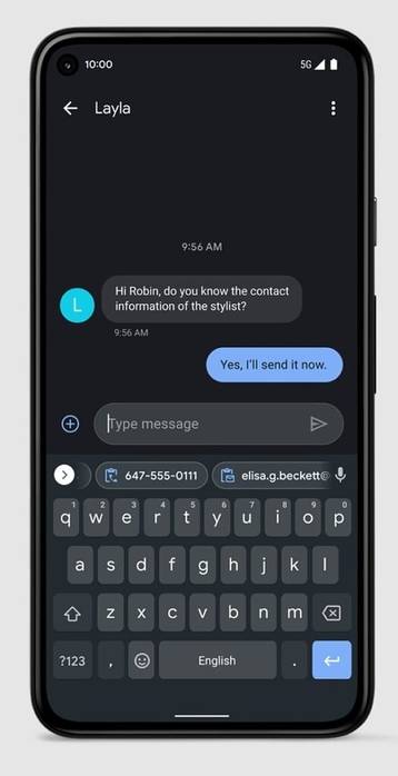 Smart suggestions in Gboard