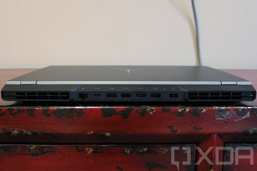 Rear view of Legion 5 Pro showing variety of ports