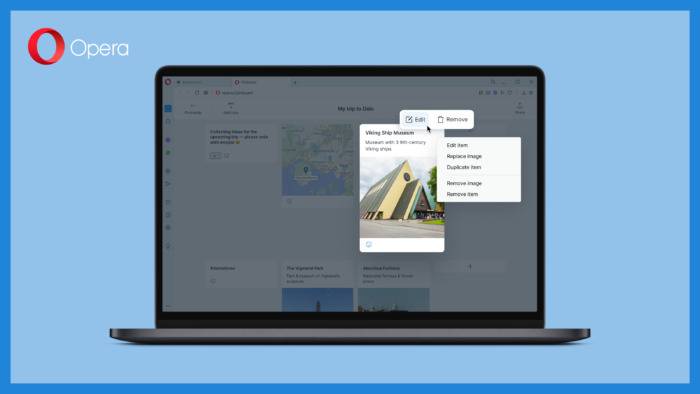 Opera 77 adds support for popout video conferencing and pinboards