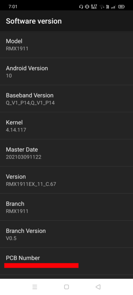 Realme Android hidden code software info