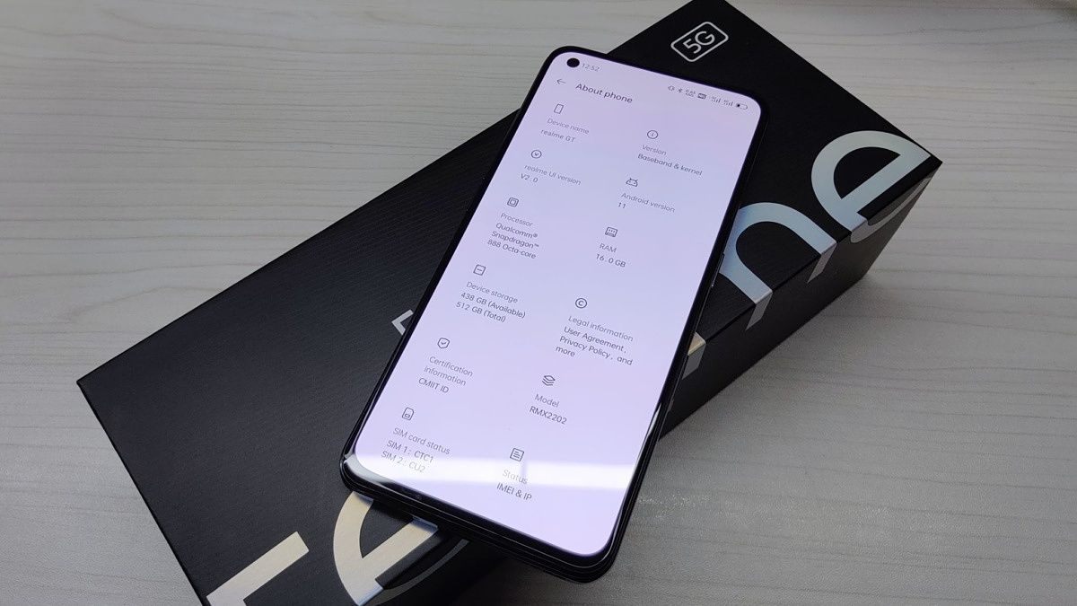 Front of the Realme GT leather edition