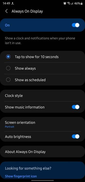 Samsung Always On Display Settings