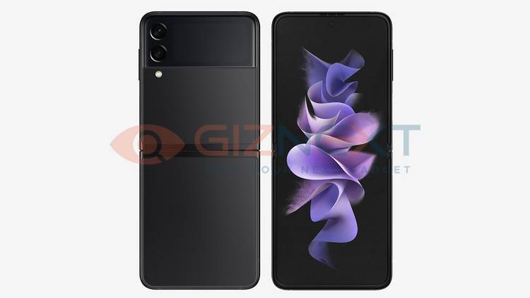 Unfolded Samsung Galaxy Z Flip 3 in black
