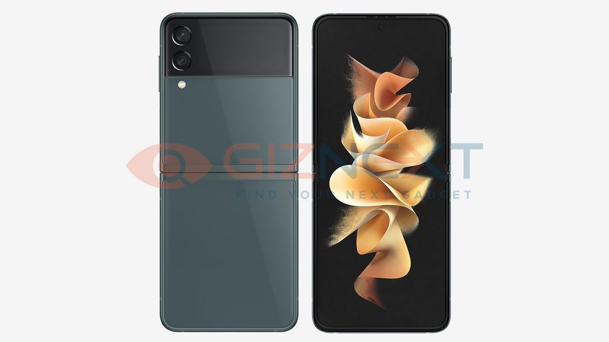 Unfolded Samsung Galaxy Z Flip 3 in gray