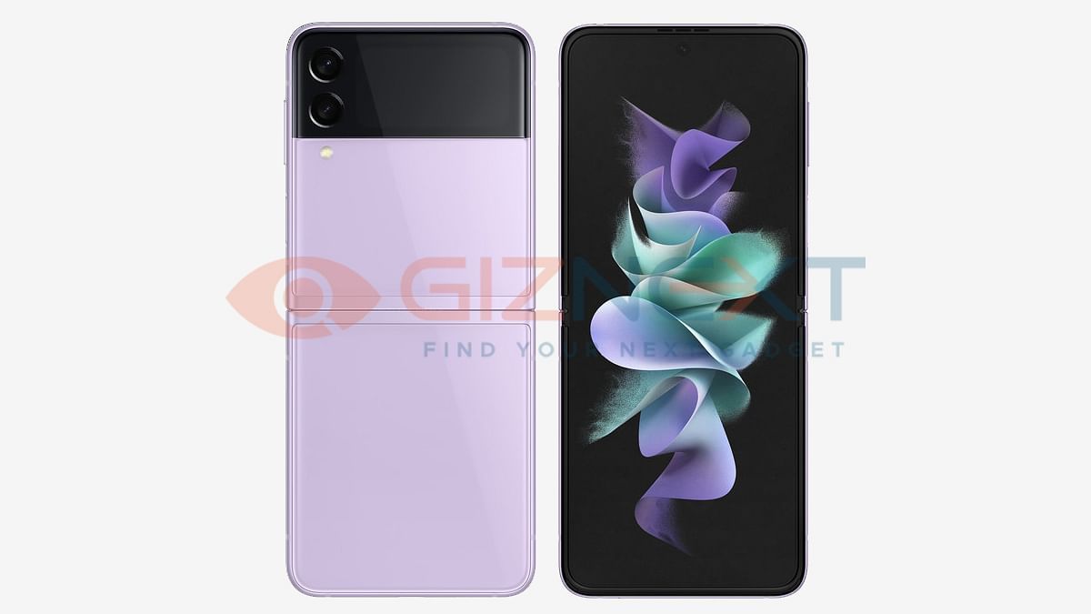 Unfolded Samsung Galaxy Z Flip 3 in purple