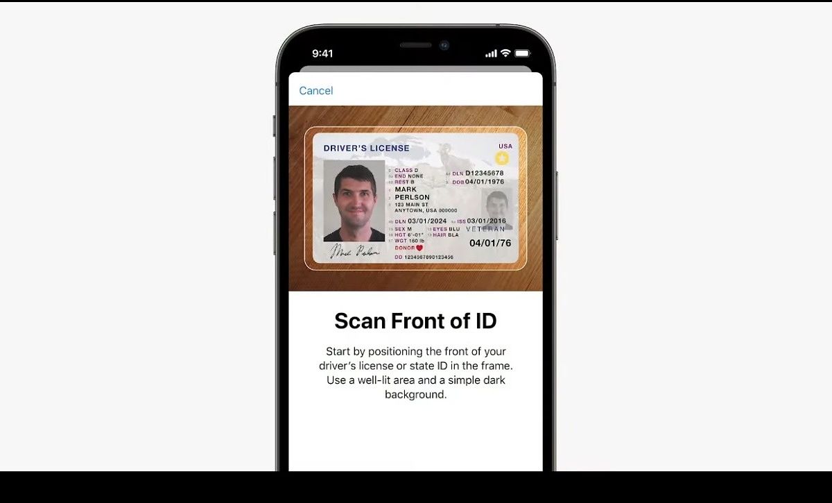 Scanning an ID into the Apple Wallet on iOS 15