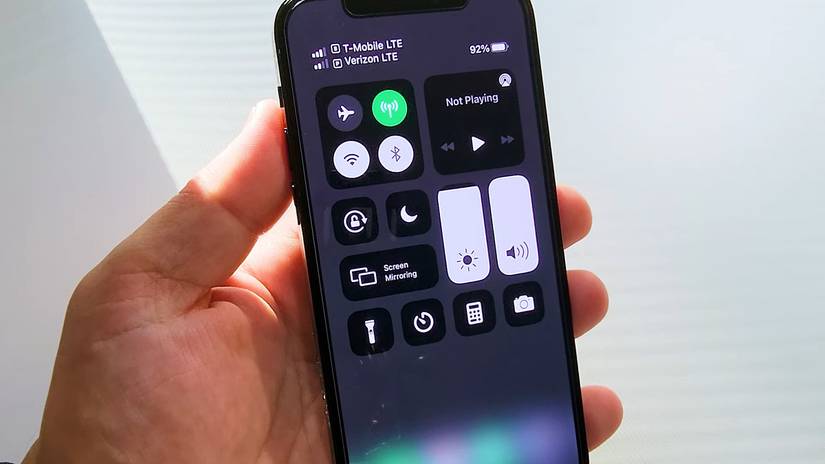 An iPhone 12 connected to T-Mobile network