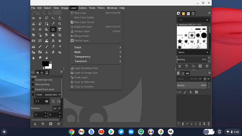 GIMP running on a Chromebook