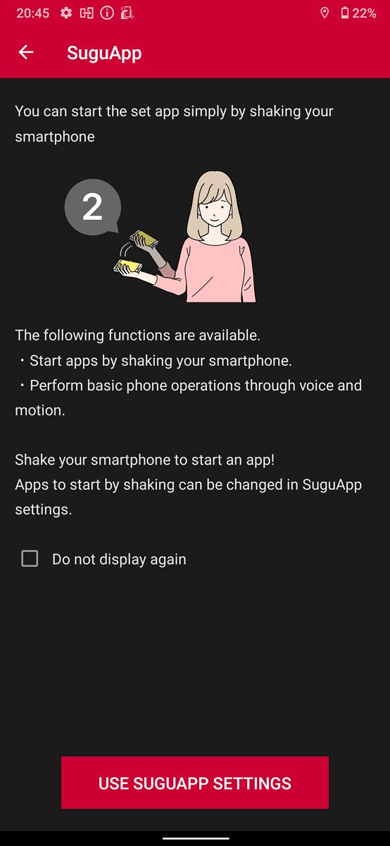Sharp Aquos R6 settings page