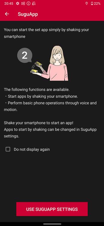 Sharp Aquos R6 settings page