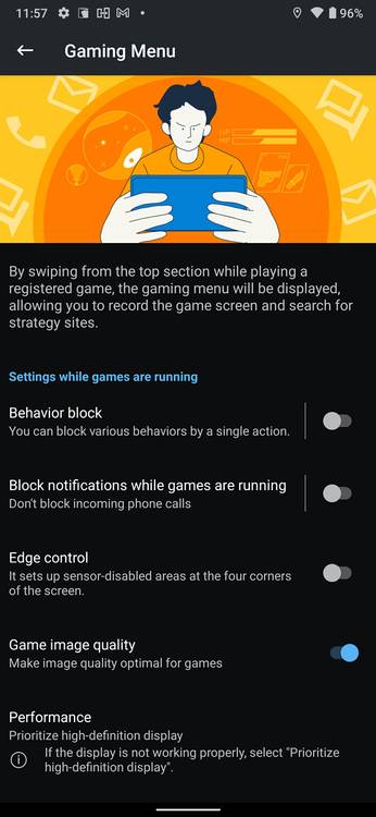 Sharp Aquos R6 settings page