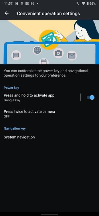 Sharp Aquos R6 settings page