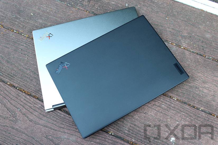 ThinkPad X1 Nano and X1 Titanium on wooden bench
