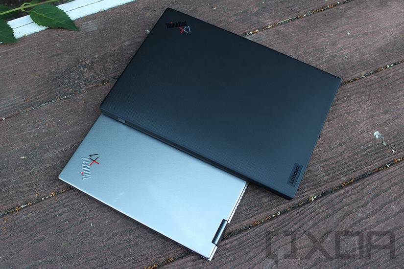 ThinkPad X1 Nano and X1 Titanium on wooden bench