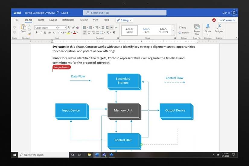 A Visio diagram in a Microsoft Word document