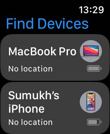 Find Devices on watchOS 8