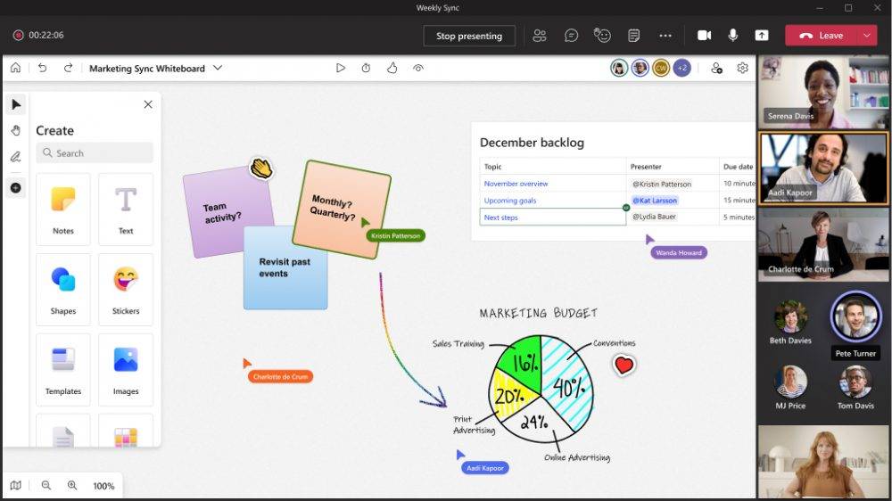 New Microsoft Whiteboard design with Teams integration