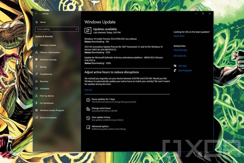Windows Update showing updates being downloaded