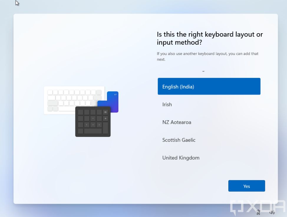 Windows 11 OOBE keyboard layout