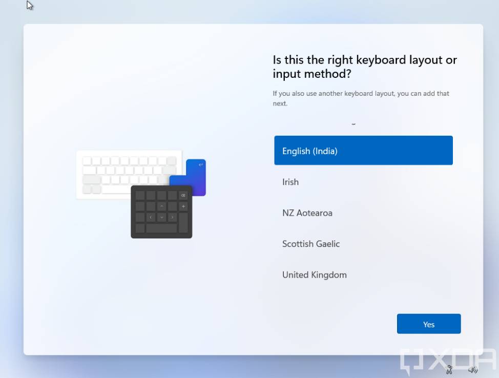 Windows 11 OOBE keyboard layout