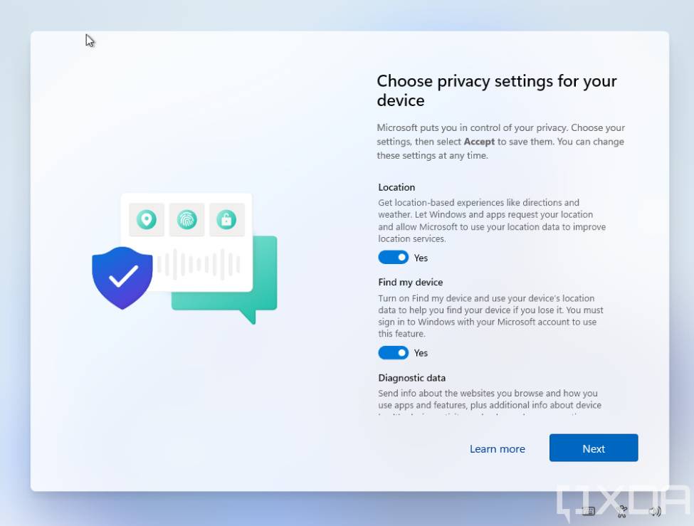 Windows 11 OOBE privacy settings