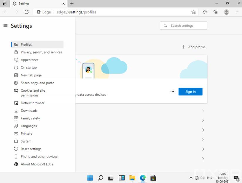 Windows 11 Edge settings