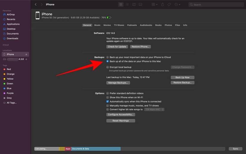 iTunes iPhone backup