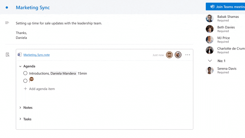 Fluid components in a Teams meeting