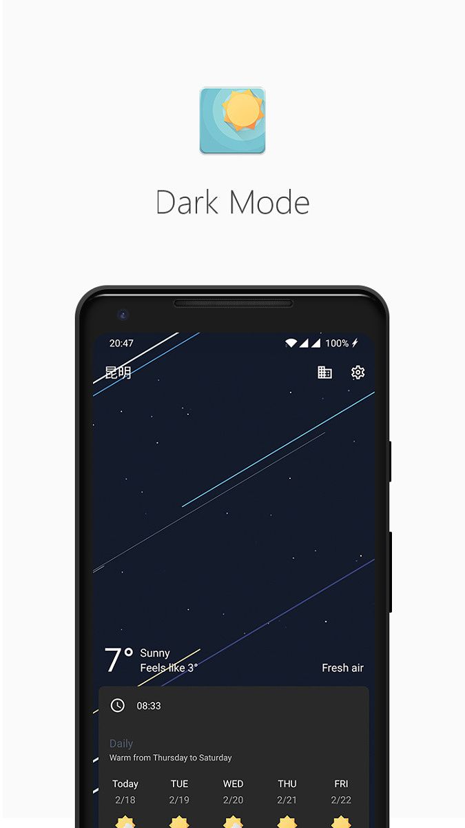 Geometric Weather Dark Mode